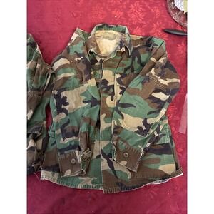 Lot Of Two vtg military camo shirt short long sleeve 8415-01-184-1323